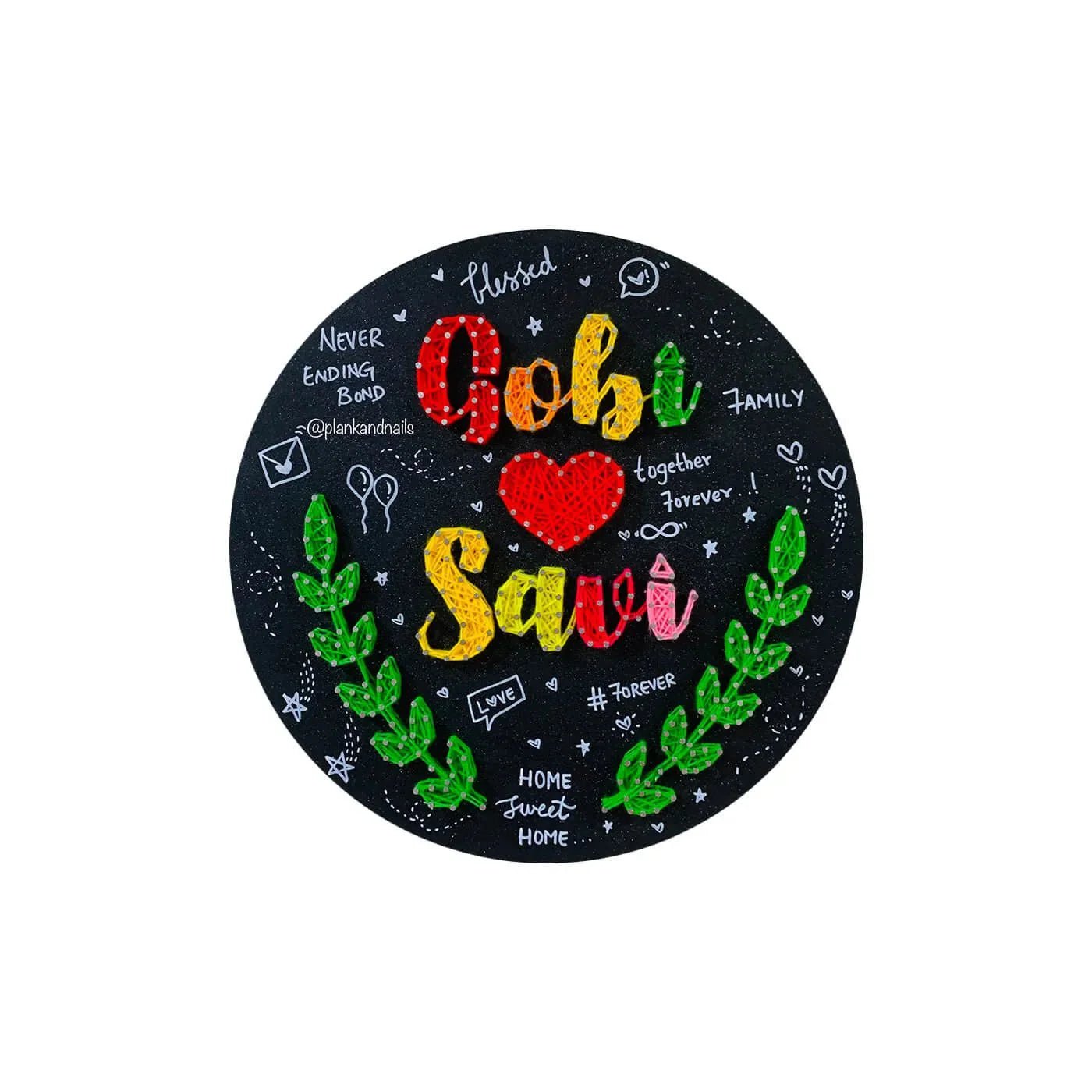 Two Names with Leafs: String art for Anniversary - WeGift