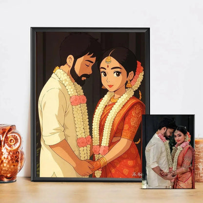 Customized Couple Ghibli Art Photo Frame - WeGift