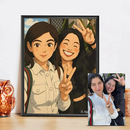 Customized Couple Ghibli Art Photo Frame - WeGift
