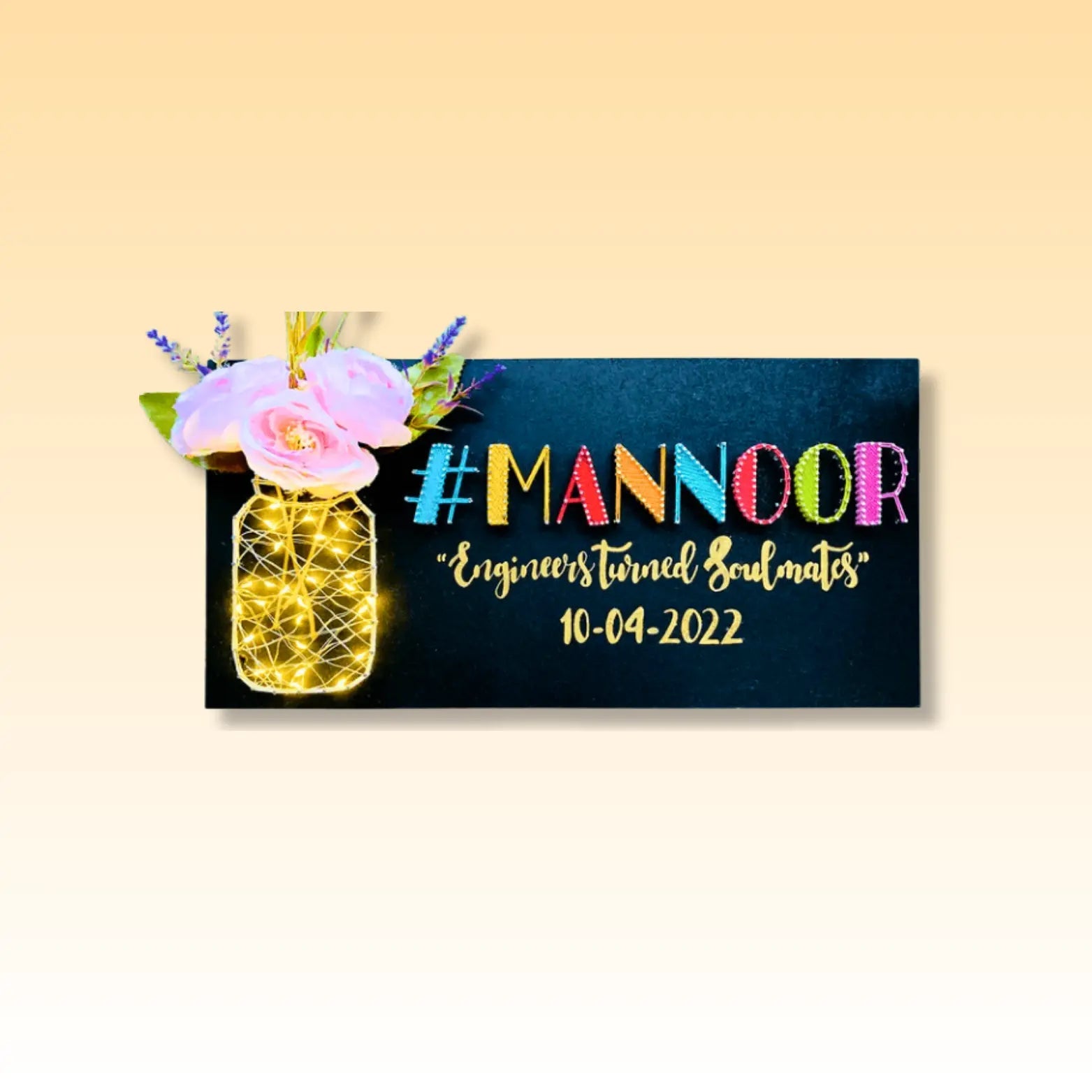 Hashtag String art Nameplate with Light Jar - WeGift