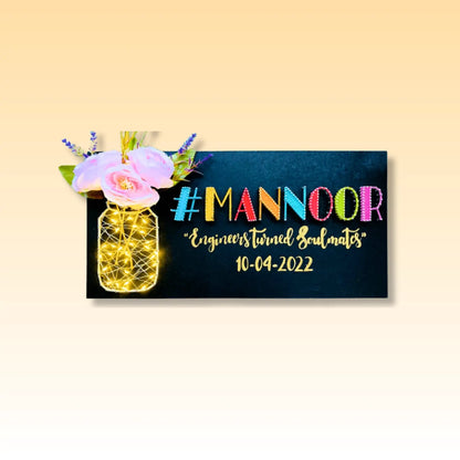 Hashtag String art Nameplate with Light Jar - WeGift