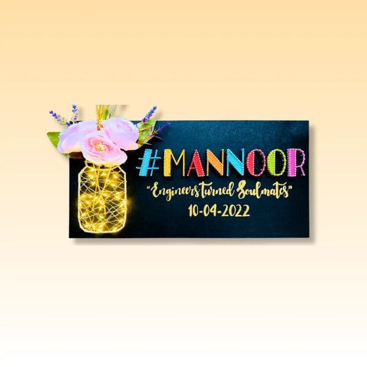 Hashtag String art Nameplate with Light Jar - WeGift