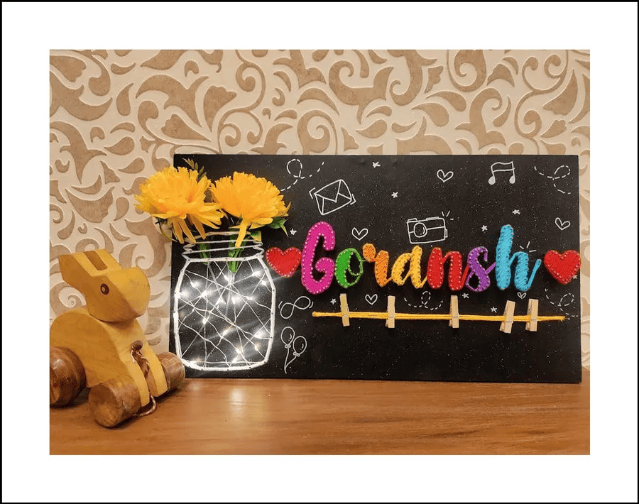 Hashtag String art Nameplate with Light Jar - WeGift