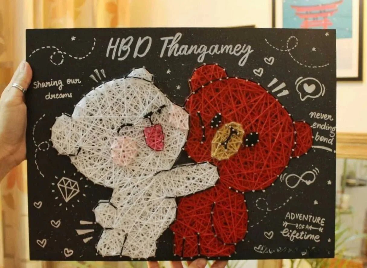 Milk & Mocha Teddy String Art - WeGift