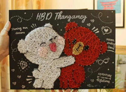 Milk & Mocha Teddy String Art - WeGift