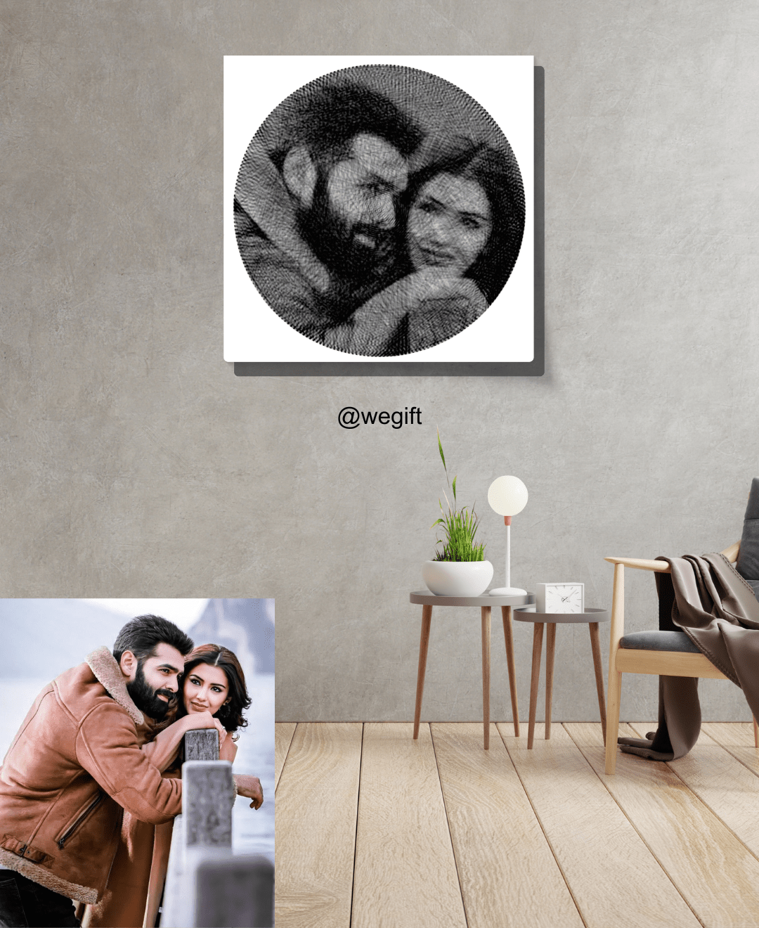 Romantic Couple String Art Portrait | Handmade Personalized Gift - WeGift
