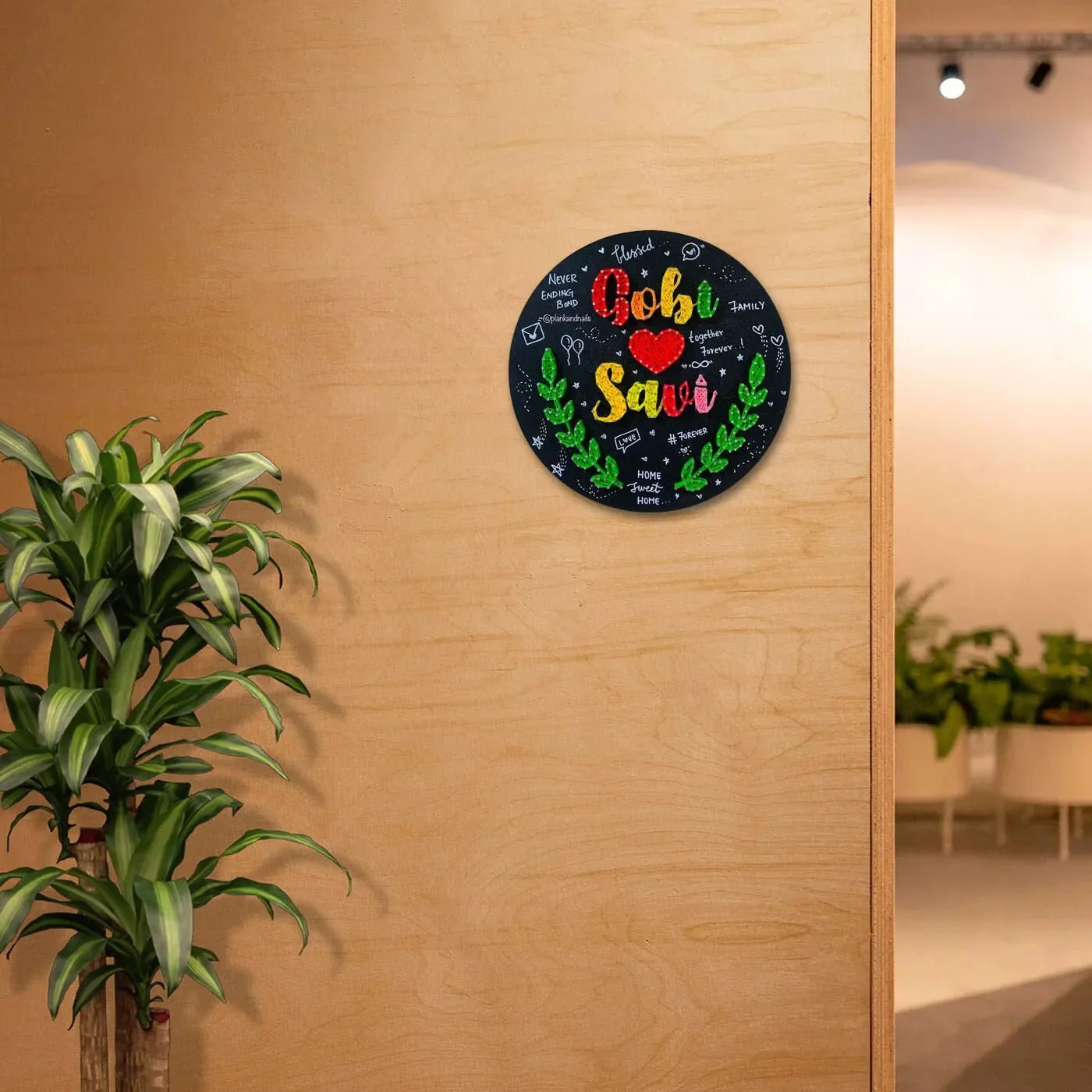 Two Names with Leafs: String art for Anniversary - WeGift